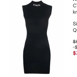 Heron Preston Black Bodycon Mini Dress Mock Neck
